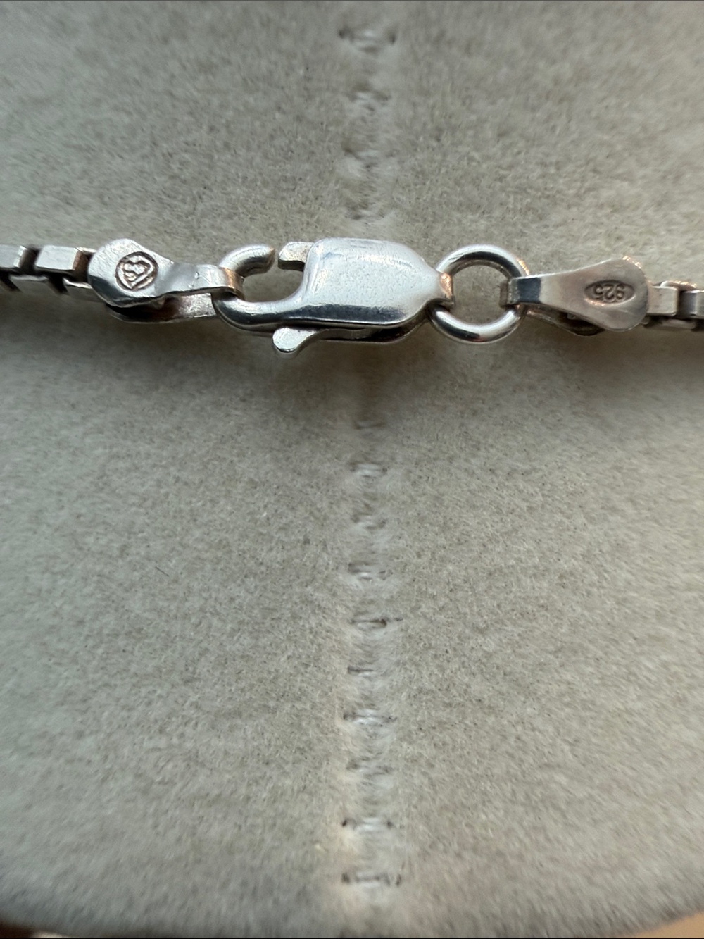 Silver Box Chain Necklace - Stamped Italy 925 24” - Picture 3 of 5
